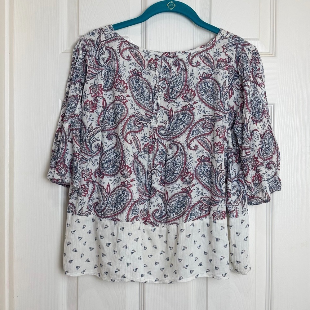 Abercrombie & Fitch Red and Blue Paisley Blouse size S - Picture 6 of 6